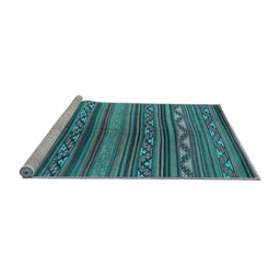 Sideview of Machine Washable Southwestern Light Blue Country Rug, wshcon816lblu