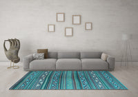 Machine Washable Southwestern Light Blue Country Rug, wshcon816lblu