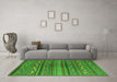 Machine Washable Southwestern Green Country Area Rugs in a Living Room,, wshcon816grn