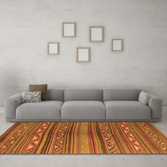Machine Washable Southwestern Orange Country Area Rugs in a Living Room, wshcon816org