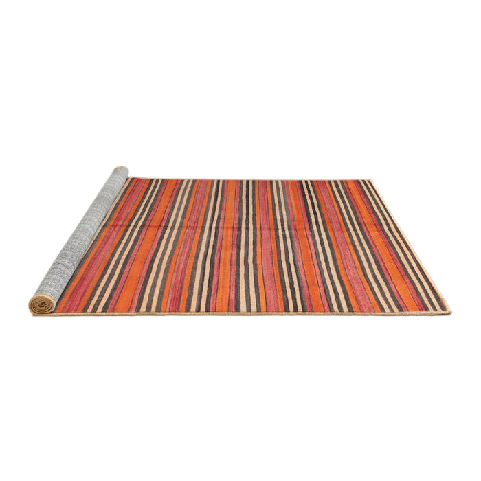 Serging Thickness of Machine Washable Contemporary Orange Brown Rug, wshcon817