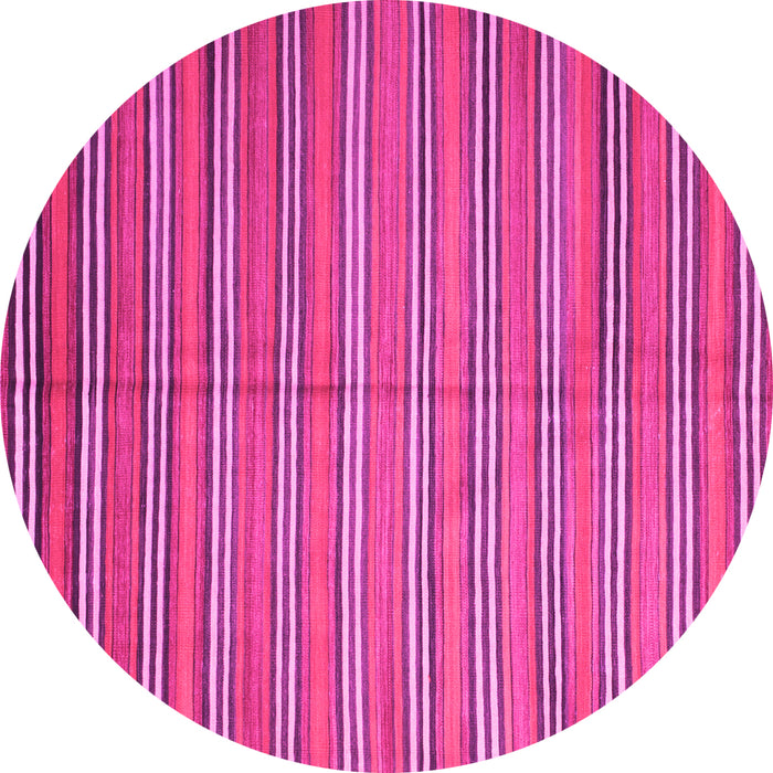 Round Machine Washable Oriental Pink Traditional Rug, wshcon817pnk