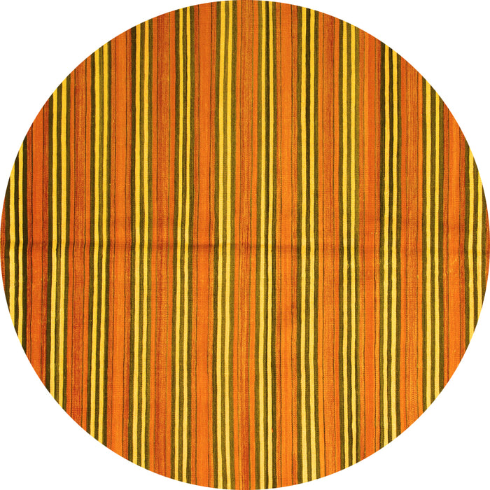 Round Machine Washable Oriental Yellow Traditional Rug, wshcon817yw