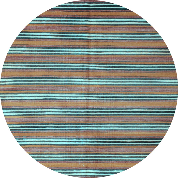 Round Oriental Light Blue Traditional Rug, con817lblu