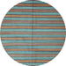 Round Oriental Light Blue Traditional Rug, con817lblu