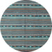 Round Oriental Light Blue Traditional Rug, con818lblu