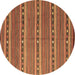 Round Machine Washable Oriental Brown Traditional Rug, wshcon818brn