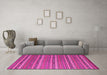 Machine Washable Oriental Pink Traditional Rug in a Living Room, wshcon818pnk
