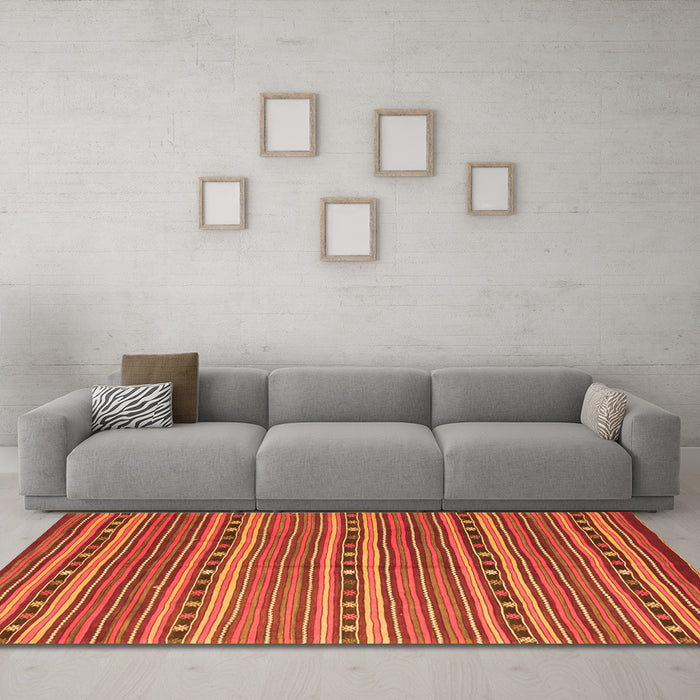 Machine Washable Oriental Orange Traditional Area Rugs in a Living Room, wshcon818org