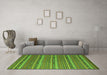 Machine Washable Oriental Green Traditional Area Rugs in a Living Room,, wshcon818grn