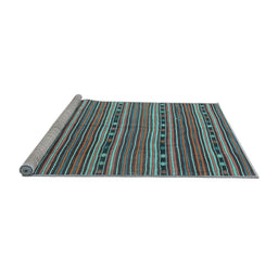 Sideview of Machine Washable Oriental Light Blue Traditional Rug, wshcon818lblu