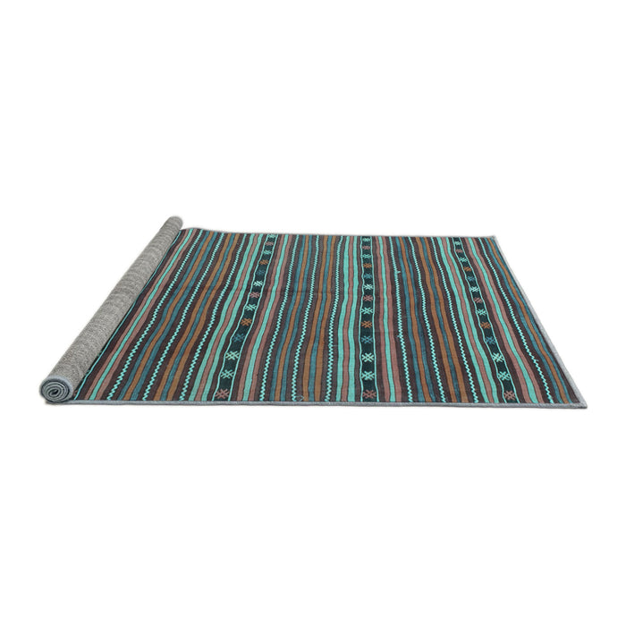 Sideview of Machine Washable Oriental Light Blue Traditional Rug, wshcon818lblu