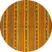 Round Machine Washable Oriental Yellow Traditional Rug, wshcon818yw