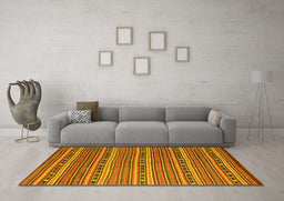 Machine Washable Oriental Yellow Traditional Rug in a Living Room, wshcon818yw