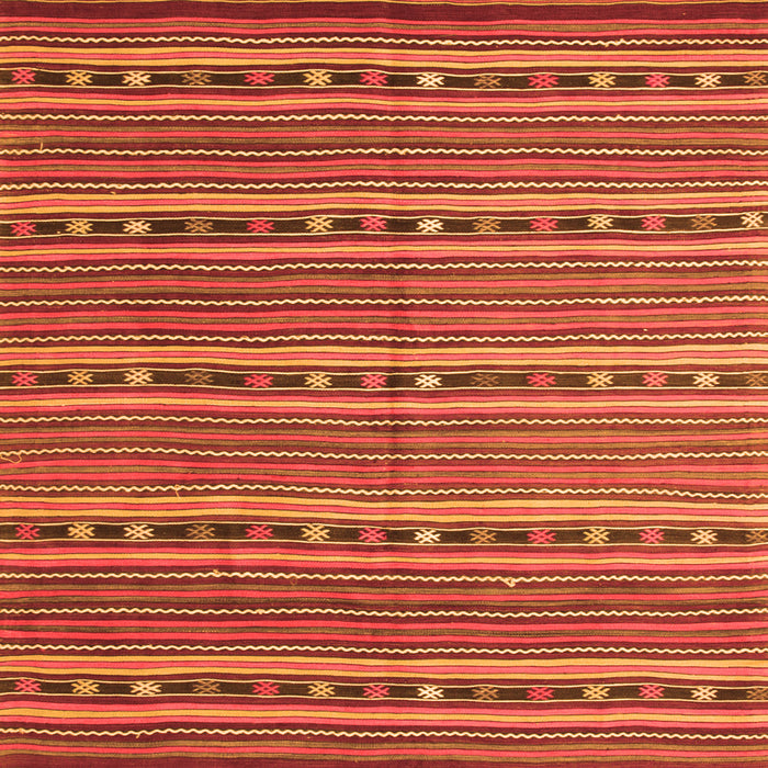 Round Machine Washable Oriental Orange Traditional Area Rugs, wshcon818org