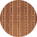 Round Oriental Brown Traditional Rug, con818brn