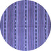 Round Machine Washable Oriental Blue Traditional Rug, wshcon818blu