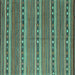 Square Machine Washable Oriental Turquoise Traditional Area Rugs, wshcon818turq