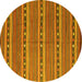 Round Oriental Yellow Traditional Rug, con818yw