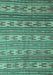 Machine Washable Southwestern Turquoise Country Area Rugs, wshcon819turq