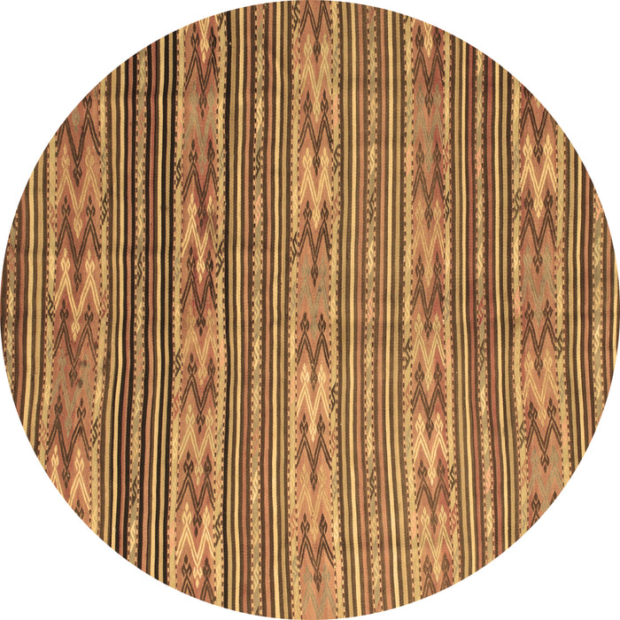 Round Machine Washable Southwestern Brown Country Rug, wshcon819brn