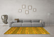 Machine Washable Southwestern Yellow Country Rug in a Living Room, wshcon819yw