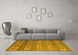 Machine Washable Southwestern Yellow Country Rug in a Living Room, wshcon819yw