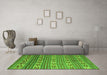 Machine Washable Southwestern Green Country Area Rugs in a Living Room,, wshcon819grn