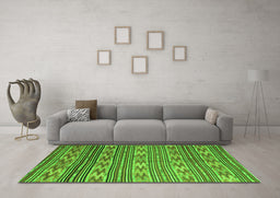 Machine Washable Southwestern Green Country Area Rugs in a Living Room,, wshcon819grn