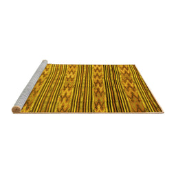 Sideview of Machine Washable Southwestern Yellow Country Rug, wshcon819yw