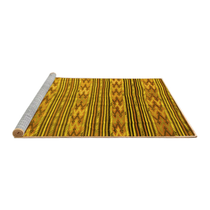 Sideview of Machine Washable Southwestern Yellow Country Rug, wshcon819yw