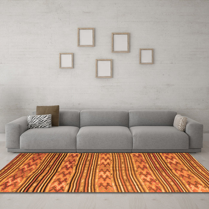 Machine Washable Southwestern Orange Country Area Rugs in a Living Room, wshcon819org