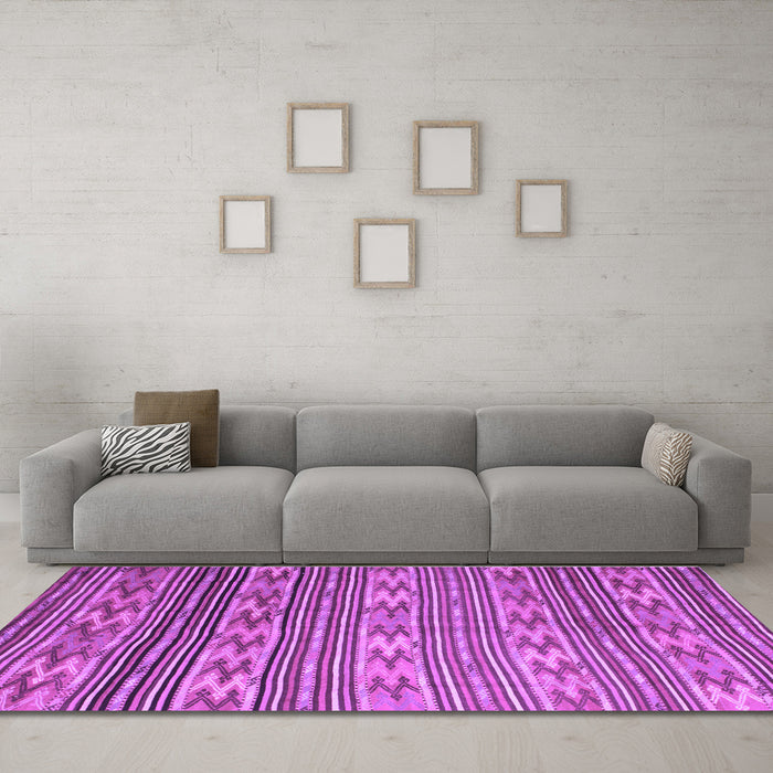 Machine Washable Southwestern Purple Country Area Rugs in a Living Room, wshcon819pur