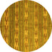 Round Machine Washable Southwestern Yellow Country Rug, wshcon819yw