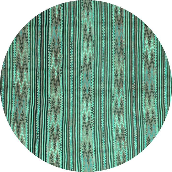 Round Southwestern Turquoise Country Rug, con819turq