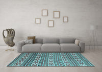 Machine Washable Southwestern Light Blue Country Rug, wshcon819lblu