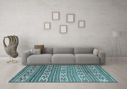 Machine Washable Southwestern Light Blue Country Rug in a Living Room, wshcon819lblu