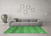 Machine Washable Southwestern Emerald Green Country Area Rugs in a Living Room,, wshcon819emgrn