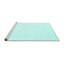 Sideview of Machine Washable Solid Turquoise Modern Area Rugs, wshcon81turq