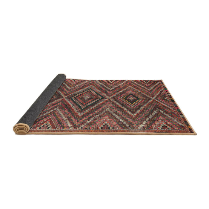 Thickness of Contemporary Dark Almond Brown Oriental Rug, con820