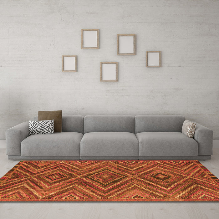 Machine Washable Oriental Orange Traditional Area Rugs in a Living Room, wshcon820org