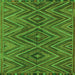 Round Machine Washable Oriental Green Traditional Area Rugs, wshcon820grn