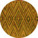 Round Oriental Yellow Traditional Rug, con820yw