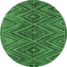 Round Machine Washable Oriental Emerald Green Traditional Area Rugs, wshcon820emgrn
