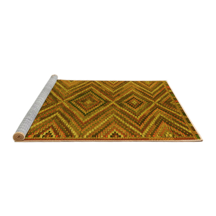 Sideview of Machine Washable Oriental Yellow Traditional Rug, wshcon820yw