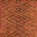 Round Machine Washable Oriental Orange Traditional Area Rugs, wshcon820org