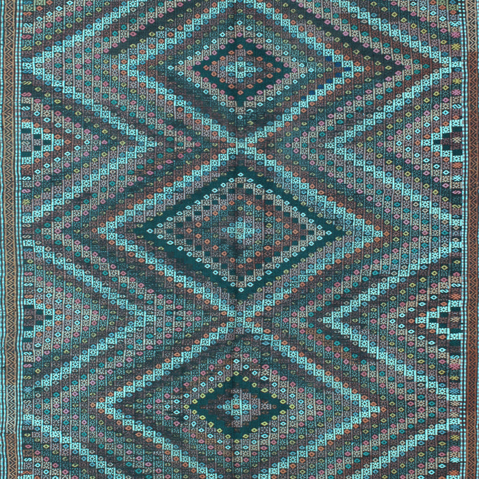 Machine Washable Oriental Light Blue Traditional Rug, wshcon820lblu