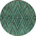 Round Oriental Turquoise Traditional Rug, con820turq