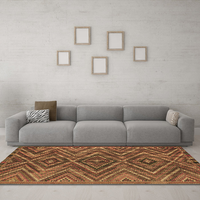 Machine Washable Oriental Brown Traditional Rug in a Living Room,, wshcon820brn