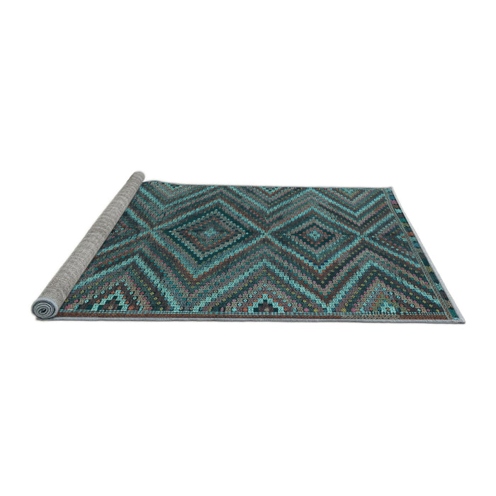Sideview of Machine Washable Oriental Light Blue Traditional Rug, wshcon820lblu